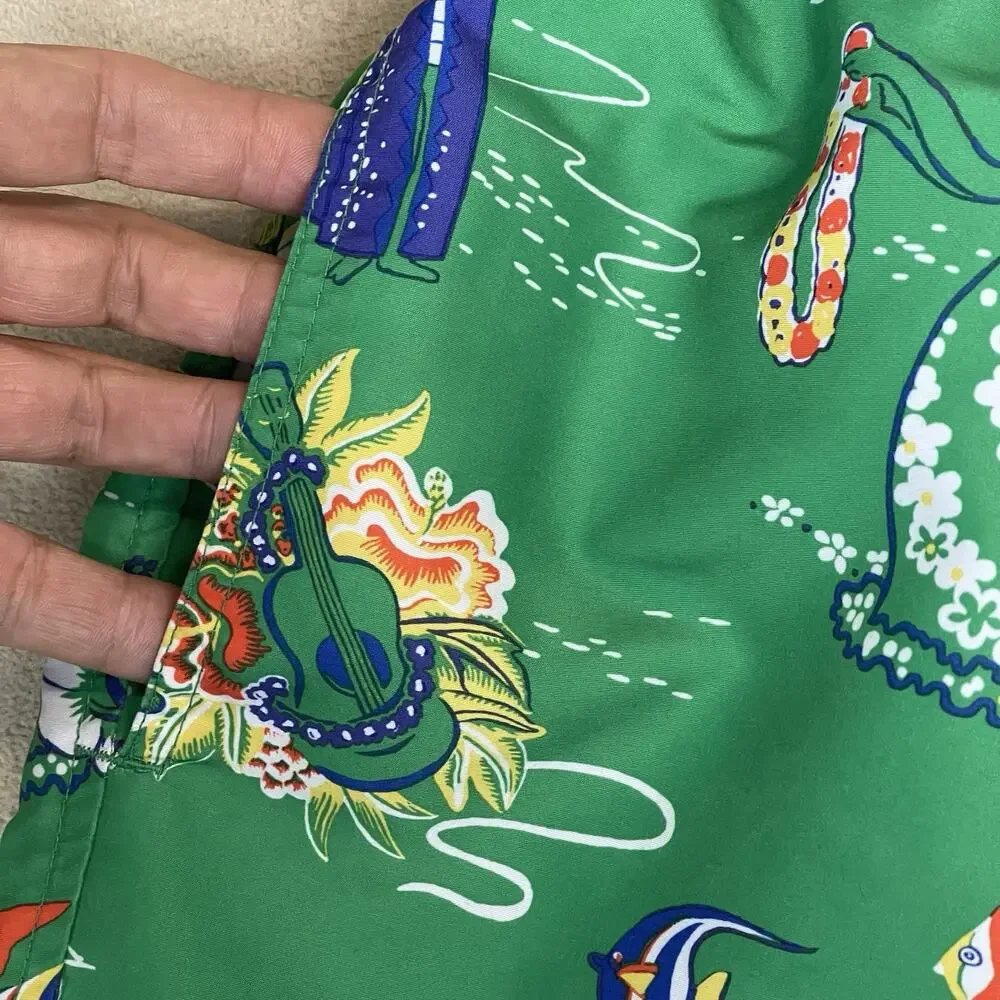 Polo‎ Ralph Lauren Short Mens L Green Hawaiian Traveler Lined Swim Trunk 5.5